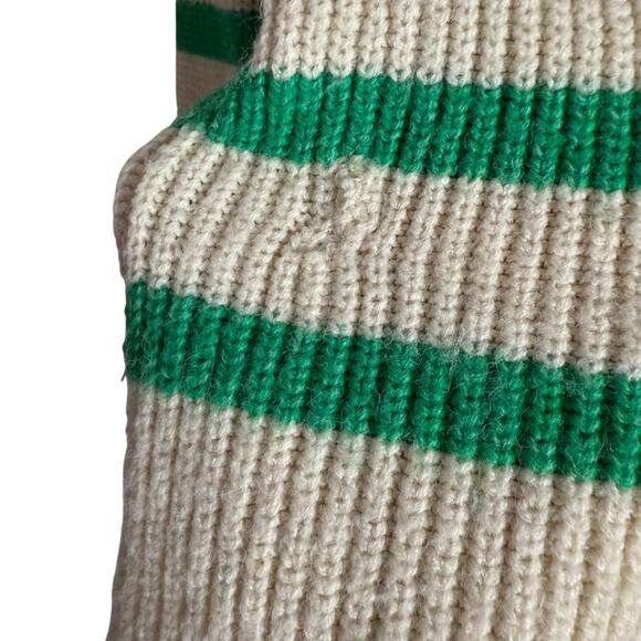 Central Park West Clementine Cream Green Striped Knit Polo Knit Sweater M - Picture 8 of 12